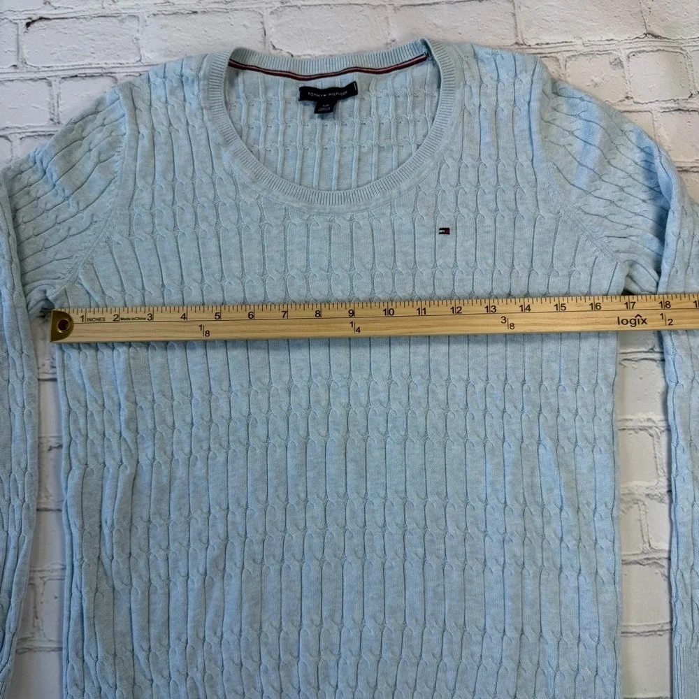 ✅ Tommy Hilfiger Light Baby Light Blue Cable Knit Pullover size M